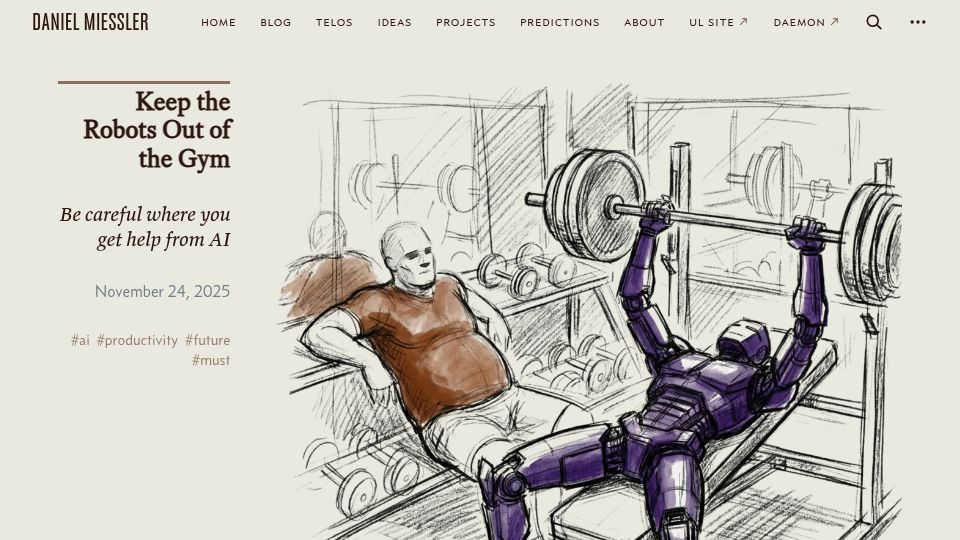 Screenshot of danielmiessler.com: Keep the Robots Out of the Gym