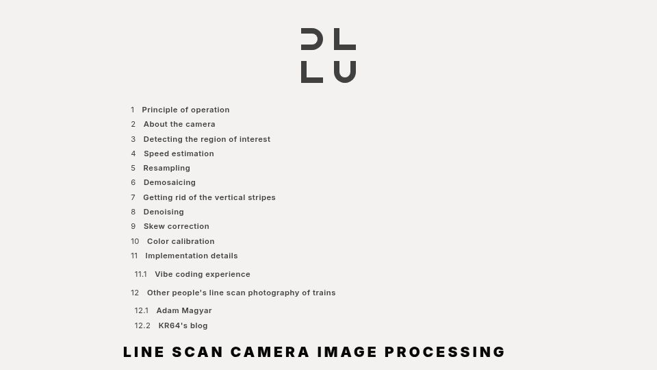 Screenshot of daniel.lawrence.lu: Line scan camera image processing