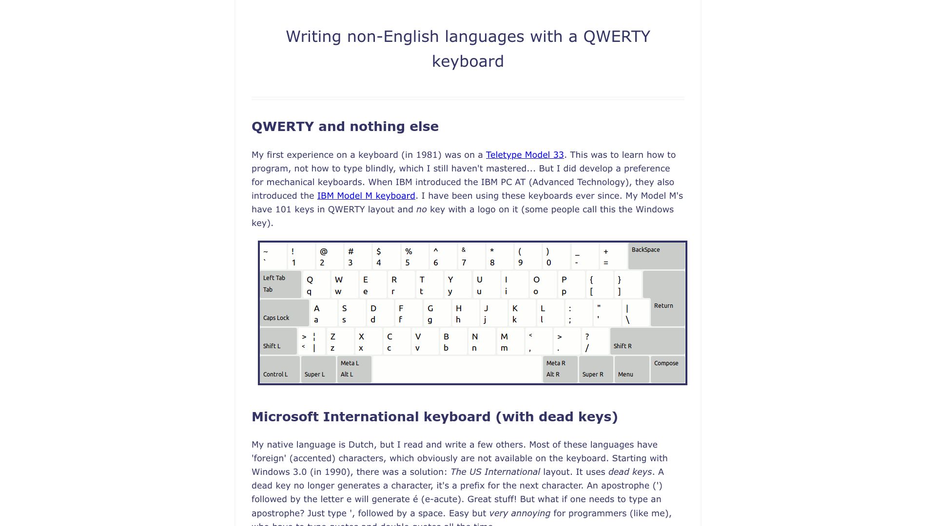 Screenshot of altgr-weur.eu: Writing non-English languages with a QWERTY keyboard