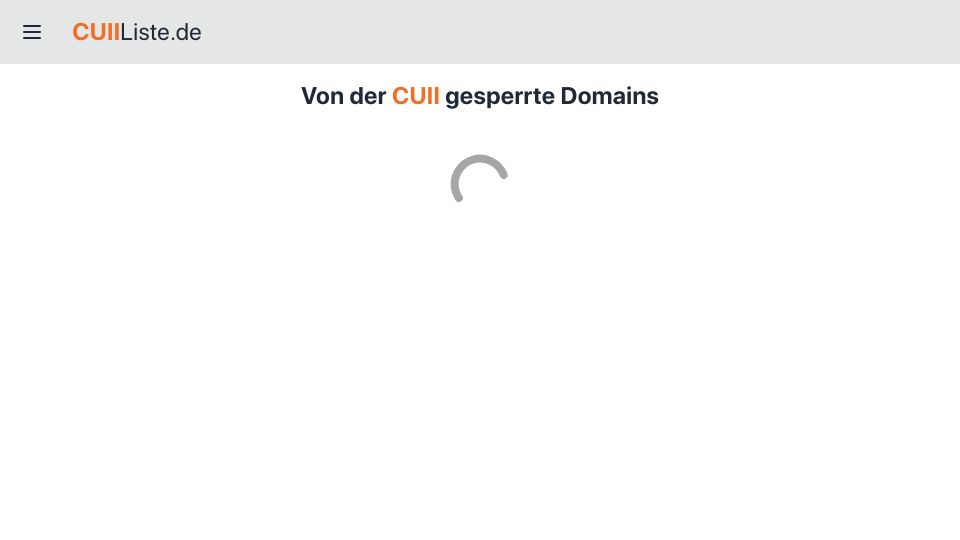 Screenshot of cuiiliste.de: List of domains censored by German ISPs