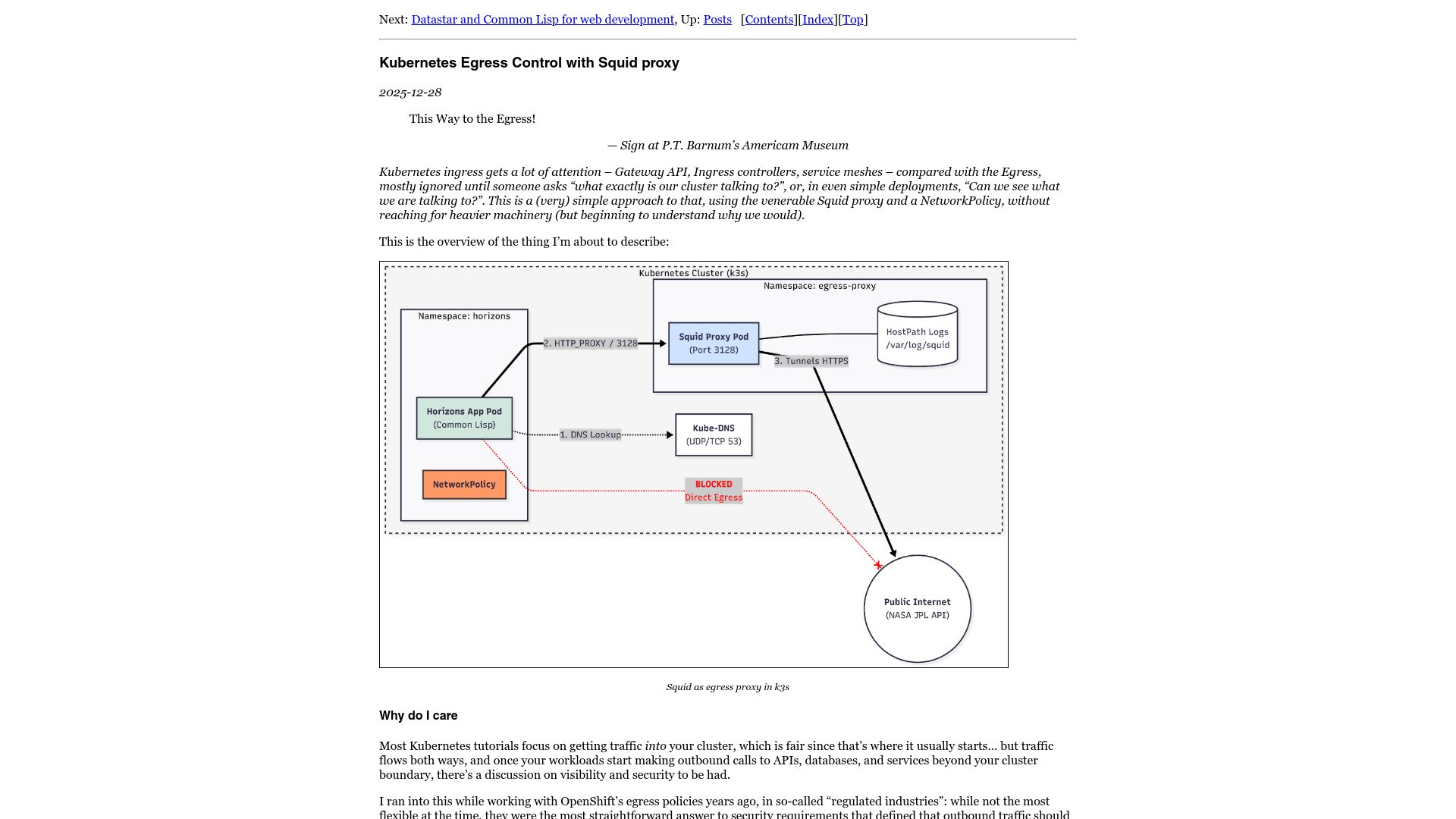 Screenshot of interlaye.red: Kubernetes egress control with squid proxy