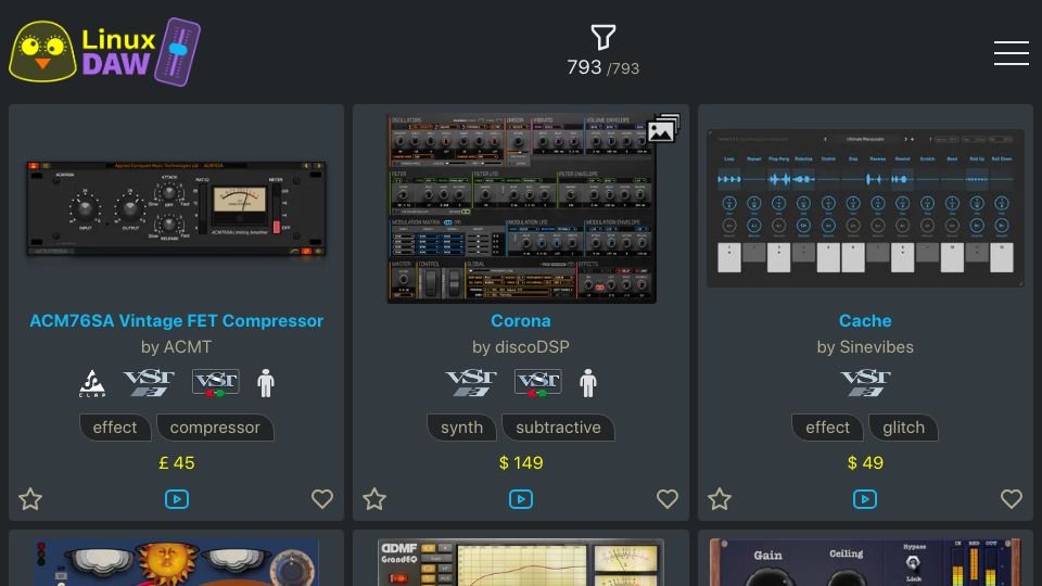 Screenshot of linuxdaw.org: Linux DAW: Help Linux musicians to quickly and easily find the tools they need