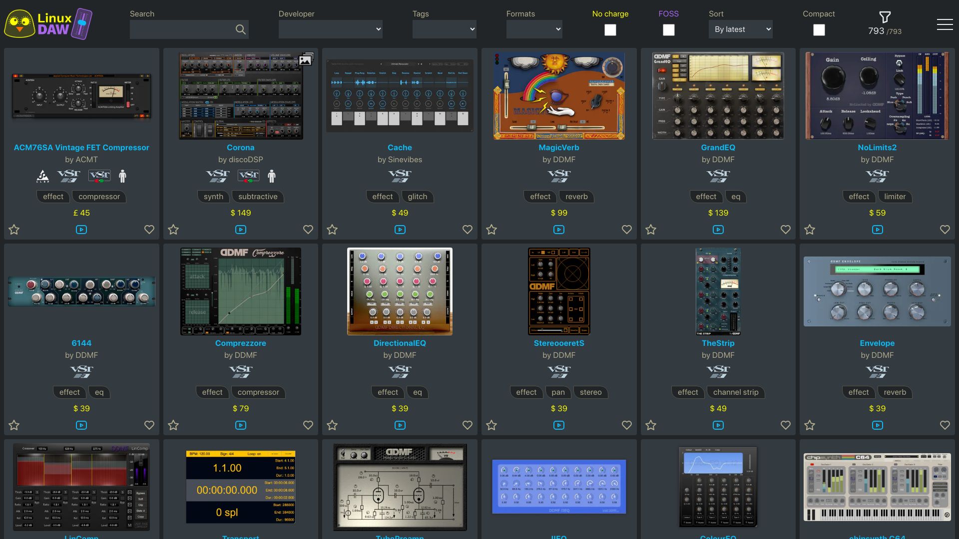 Screenshot of linuxdaw.org: Linux DAW: Help Linux musicians to quickly and easily find the tools they need