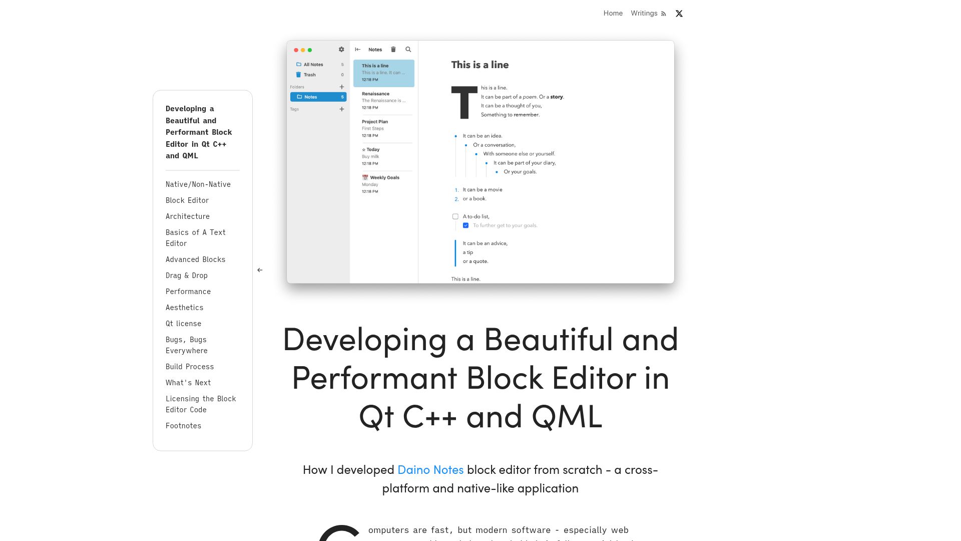 Screenshot of rubymamistvalove.com: Developing a Beautiful and Performant Block Editor in Qt C++ and QML