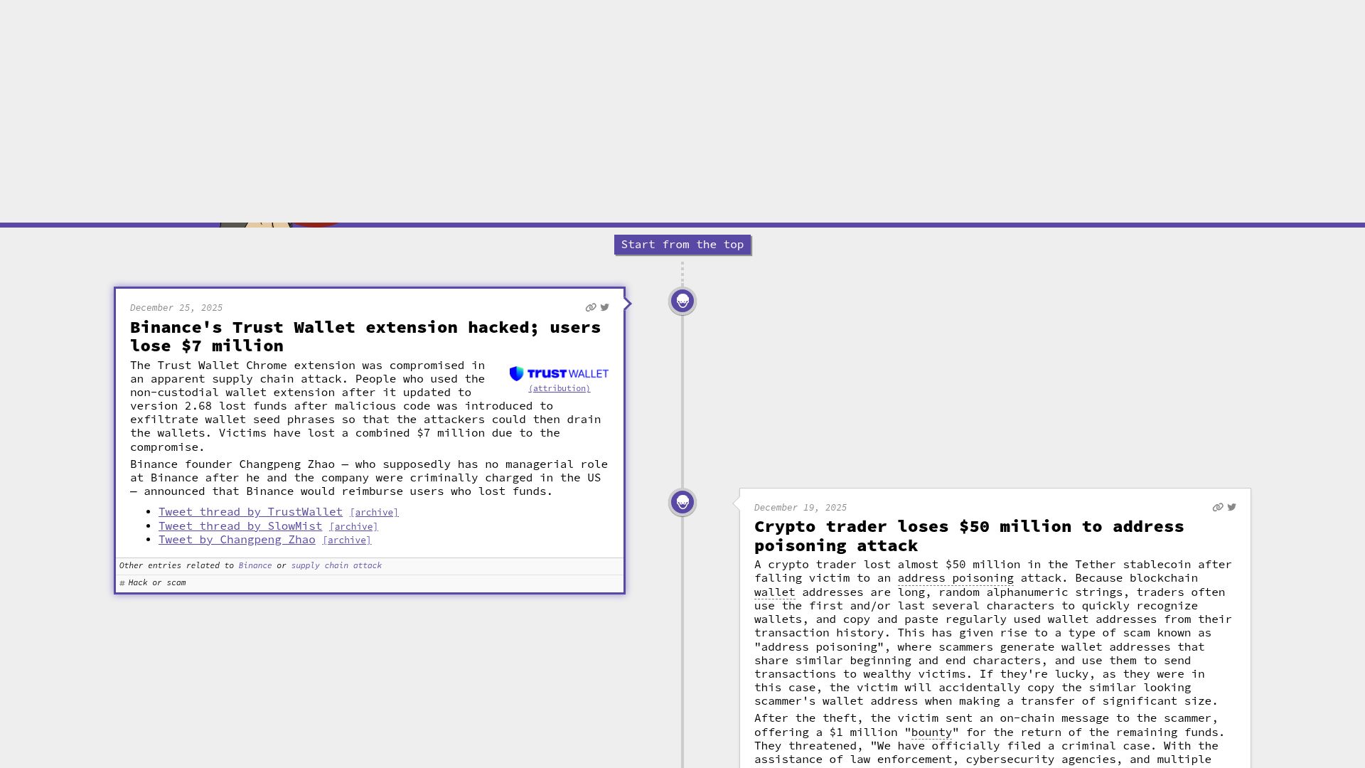 Screenshot of web3isgoinggreat.com: Binance's Trust Wallet extension hacked; users lose $7M