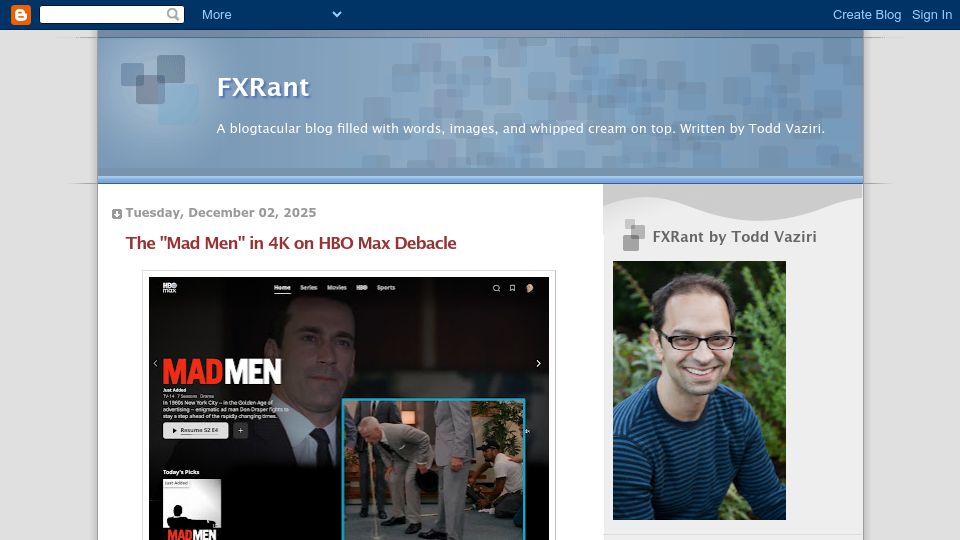 Screenshot of fxrant.blogspot.com: The "Mad Men" in 4K on HBO Max Debacle