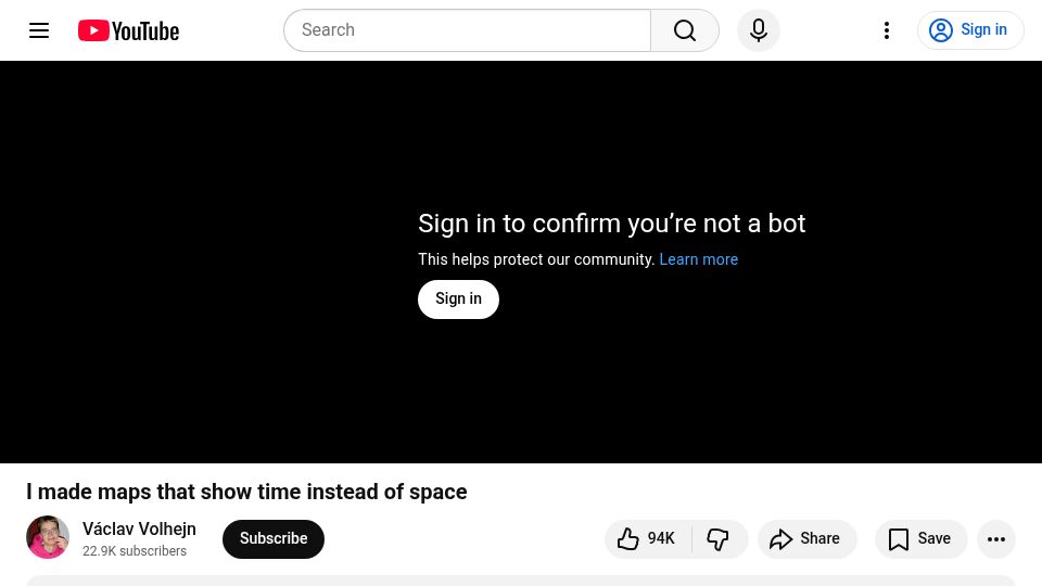 Screenshot of youtube.com: I made maps that show time instead of space [video]