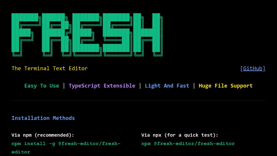 Screenshot of sinelaw.github.io: Show HN: Fresh – A new terminal editor built in Rust