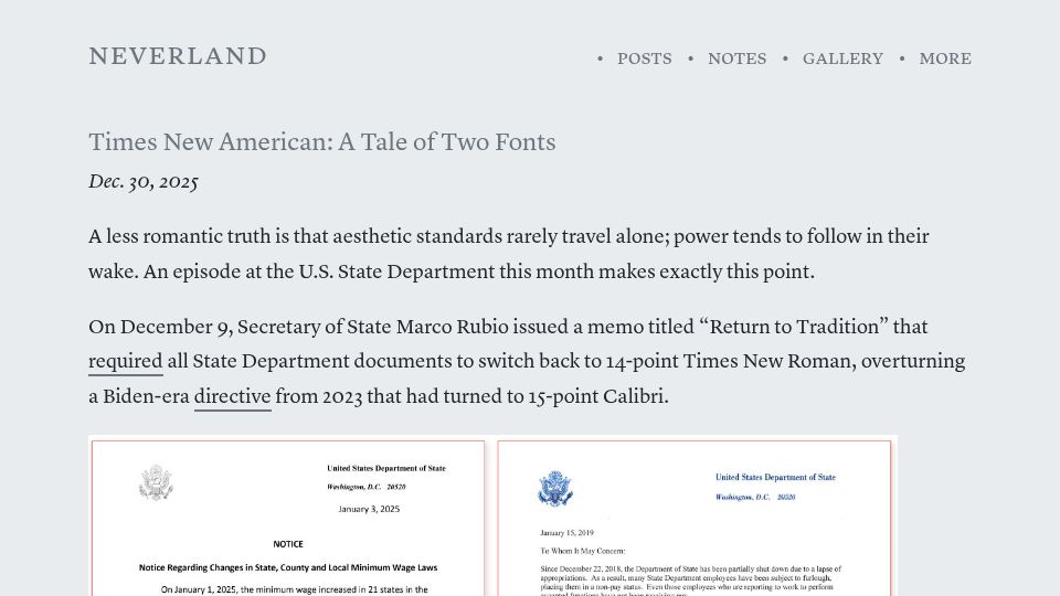 Screenshot of hsu.cy: Times New American: A Tale of Two Fonts