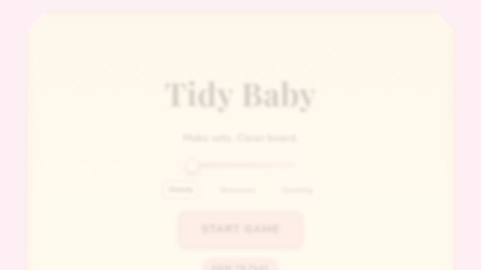 Screenshot of tidy.baby: Show HN: Tidy Baby is a SET game but with words