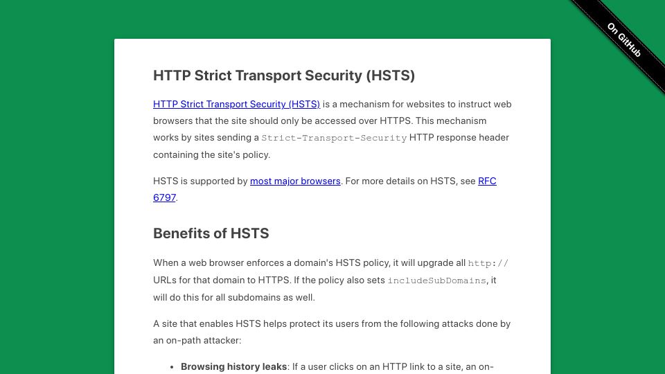 Screenshot of hstspreload.org: HTTP Strict Transport Security (HSTS)