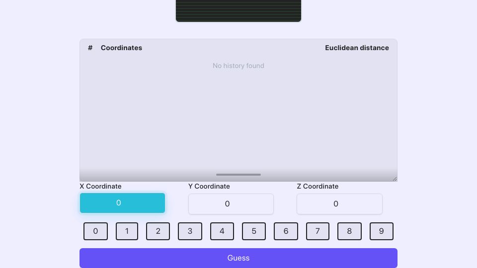 Screenshot of euclidle.com: Show HN: Euclidle – Guess the Coordinates in N‑Dimensional Space