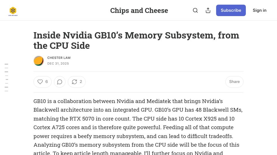 Screenshot of chipsandcheese.com: Nvidia GB10's Memory Subsystem, from the CPU Side
