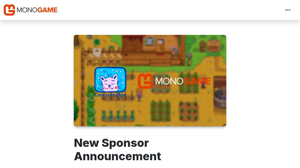 Screenshot of monogame.net: Stardew Valley developer made a $125k donation to the FOSS C# framework MonoGame