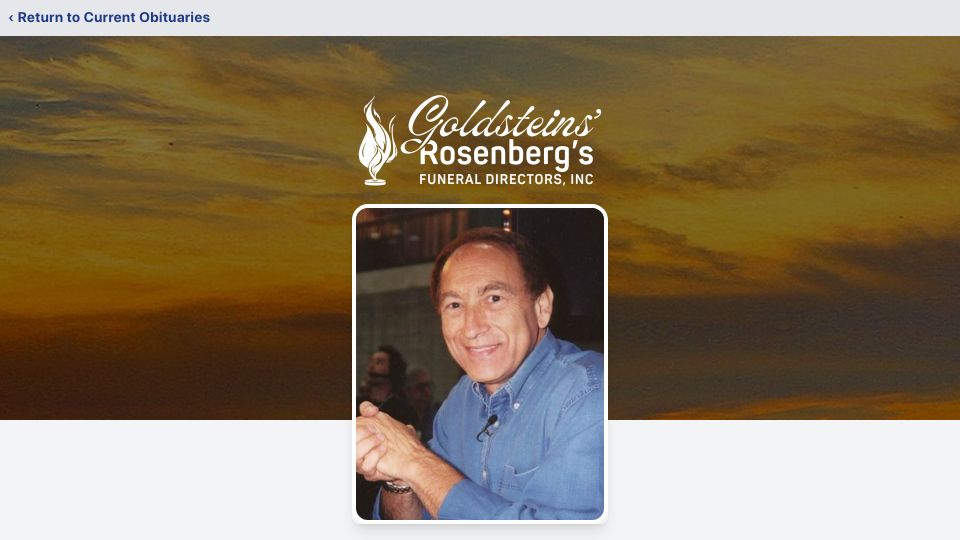 Screenshot of obits.goldsteinsfuneral.com: Stewart Cheifet, creator of The Computer Chronicles, has died