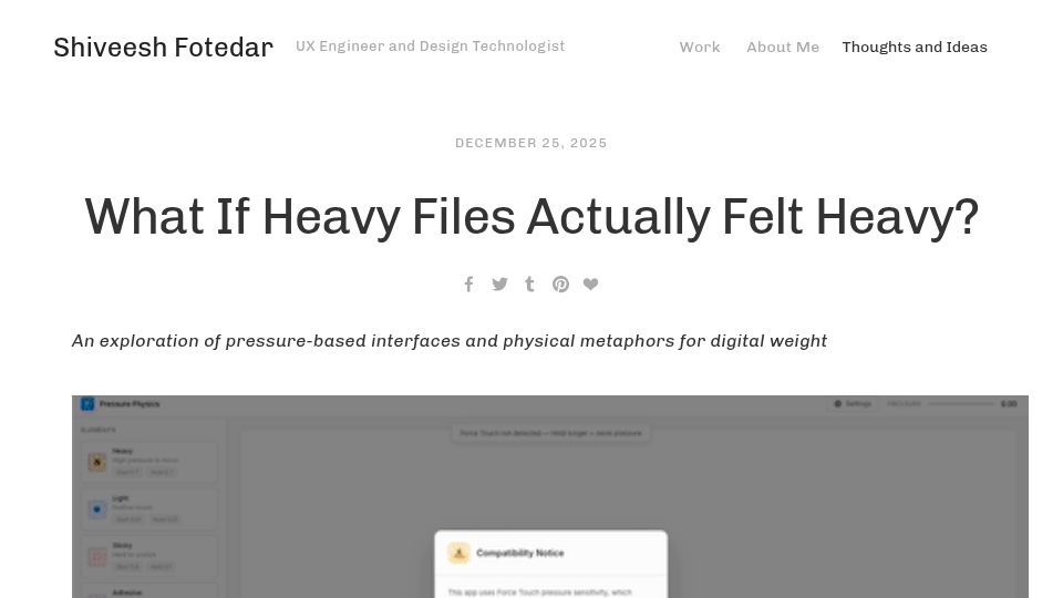 Screenshot of shiveesh.com: What If Heavy Files Felt Heavy?