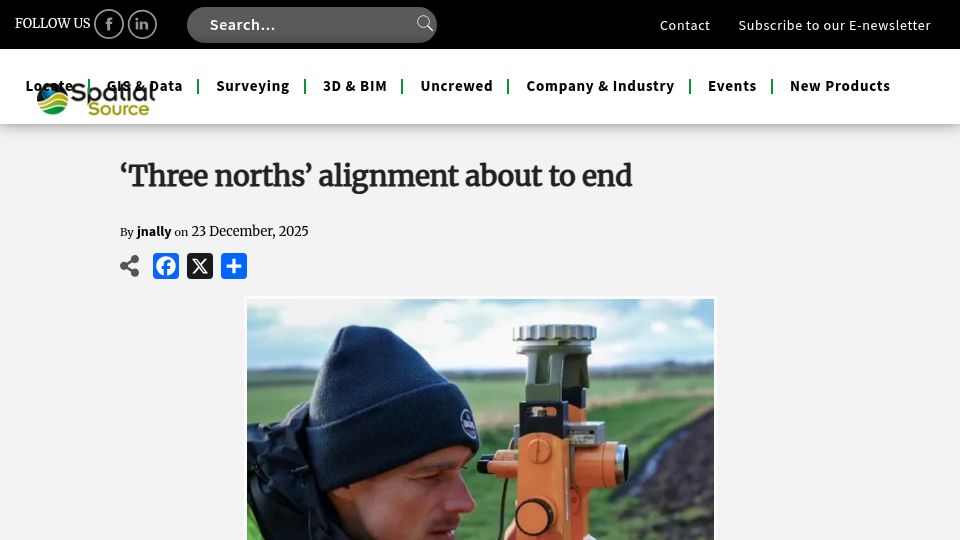 Screenshot of spatialsource.com.au: 'Three norths' alignment about to end