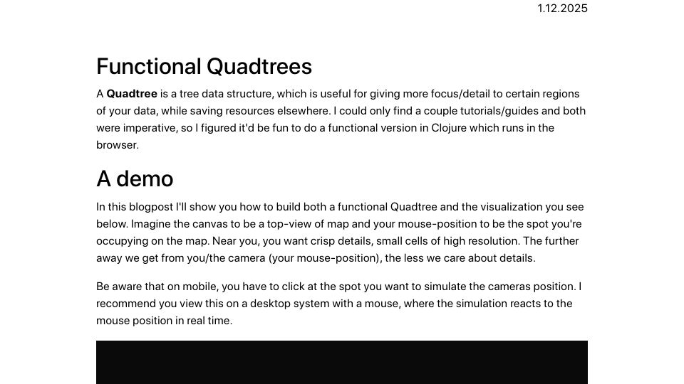 Screenshot of lbjgruppen.com: Functional Quadtrees