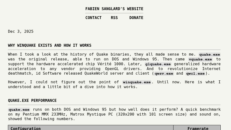 Screenshot of fabiensanglard.net: Why WinQuake exists and how it works