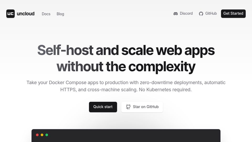 Screenshot of uncloud.run: Uncloud - Tool for deploying containerised apps across servers without k8s
