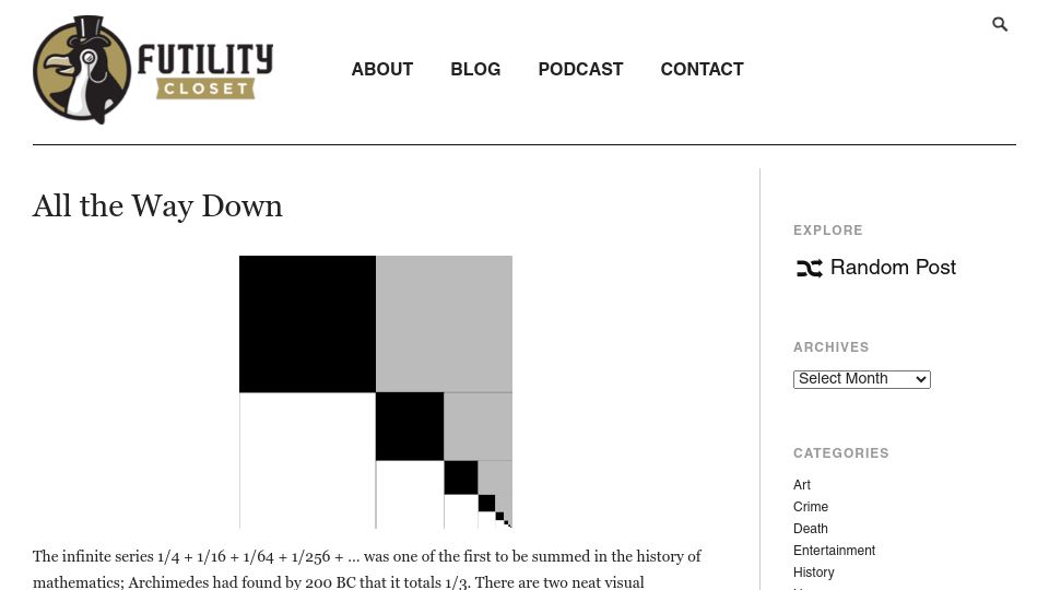 Screenshot of futilitycloset.com: All the Way Down