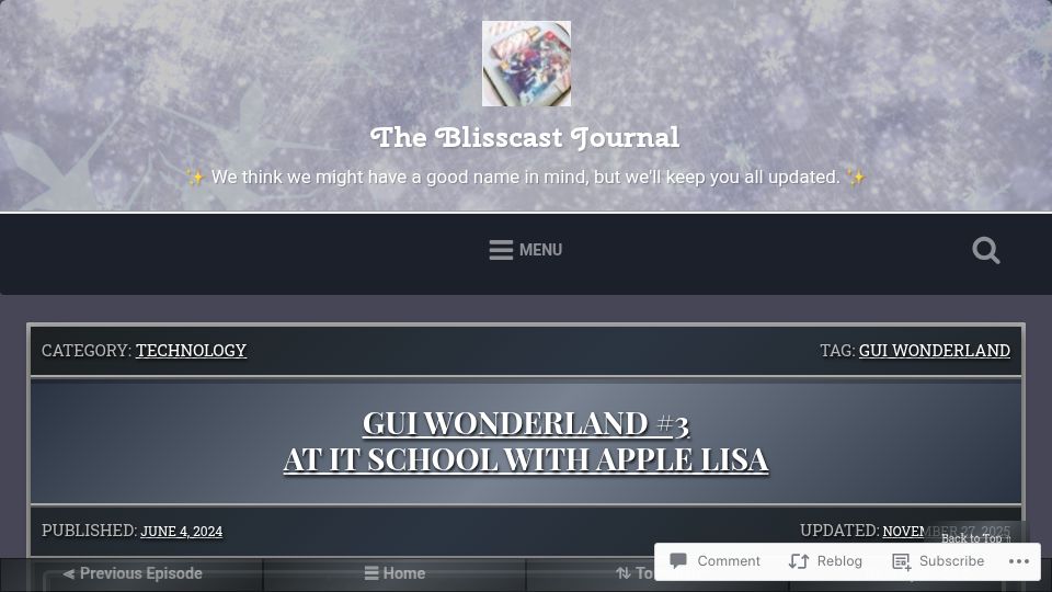 Screenshot of blisscast.wordpress.com: At IT School with Apple Lisa