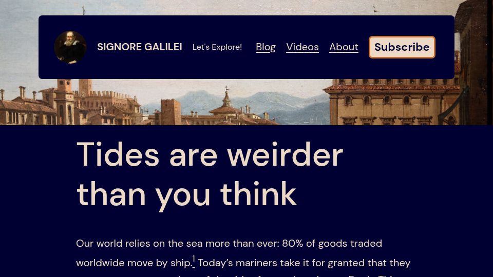 Screenshot of signoregalilei.com: Tides are weirder than you think
