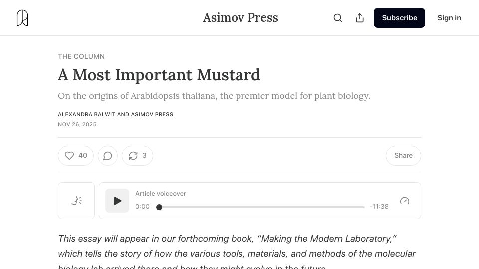 Screenshot of asimov.press: A most important mustard