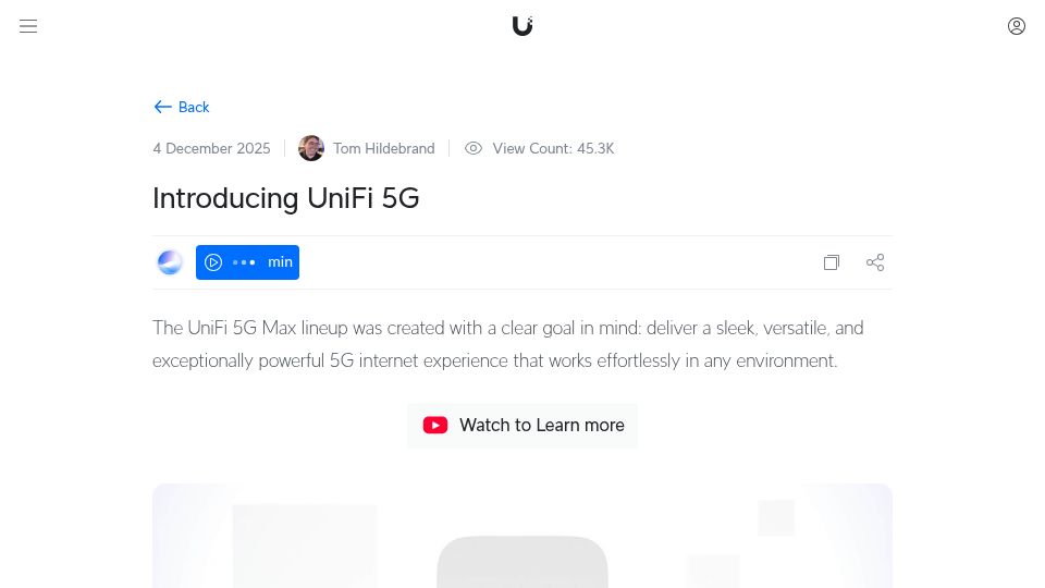 Screenshot of blog.ui.com: UniFi 5G