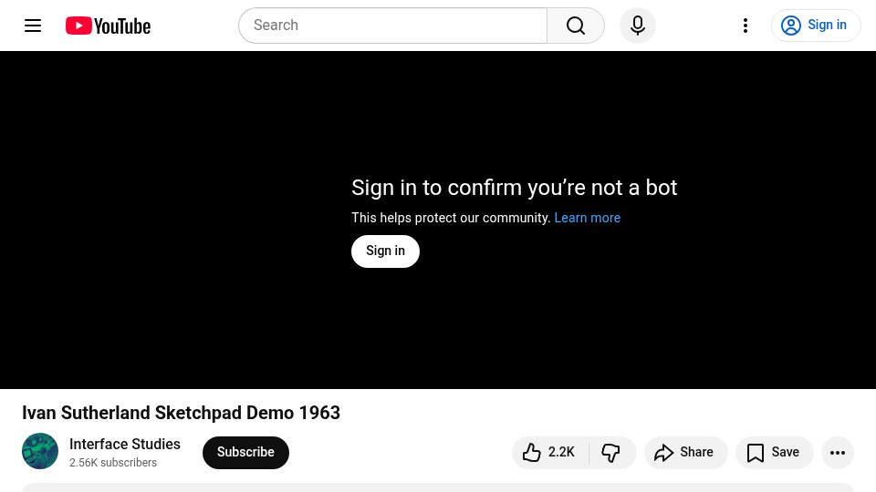 Screenshot of youtube.com: Ivan Sutherland Sketchpad Demo 1963 [video]
