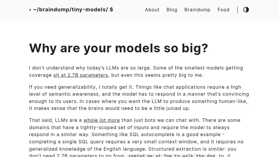 Screenshot of pawa.lt: Why are your models so big? (2023)