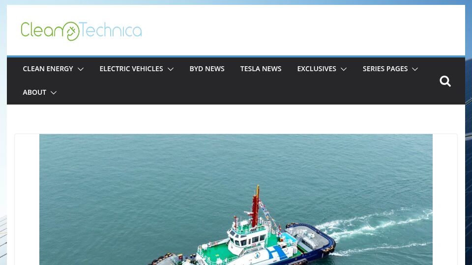 Screenshot of cleantechnica.com: CATL expects oceanic electric ships in three years