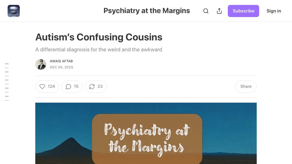 Screenshot of psychiatrymargins.com: Autism's confusing cousins