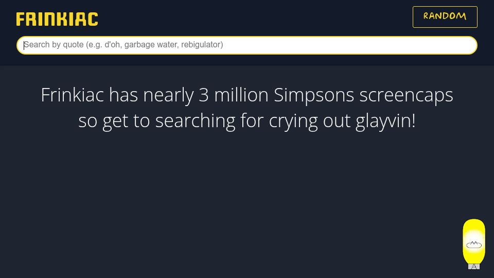 Screenshot of frinkiac.com: Frinkiac – 3M "The Simpsons" Screencaps
