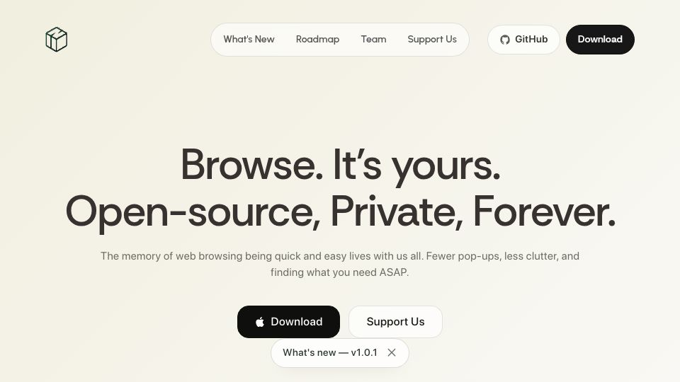 Screenshot of browsewithnook.com: Nook Browser
