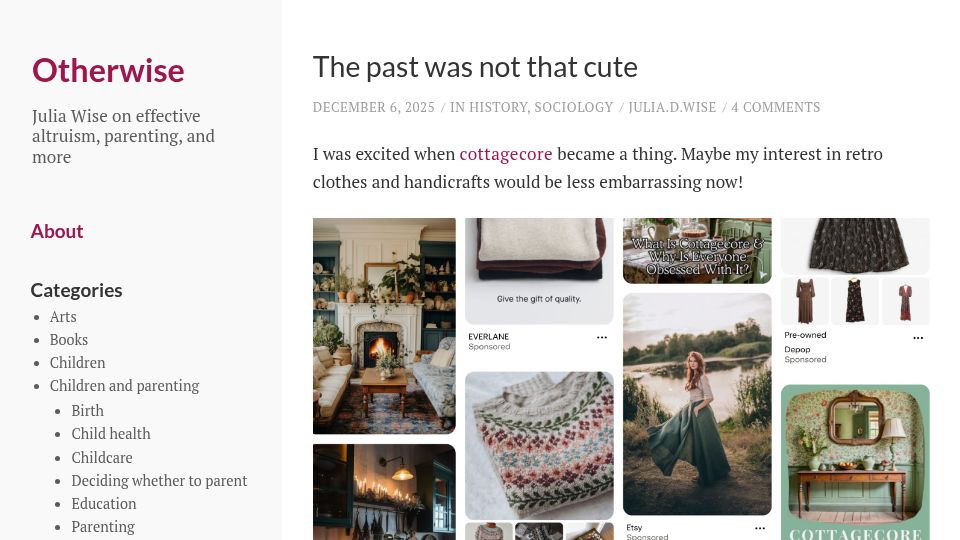 Screenshot of juliawise.net: The past was not that cute