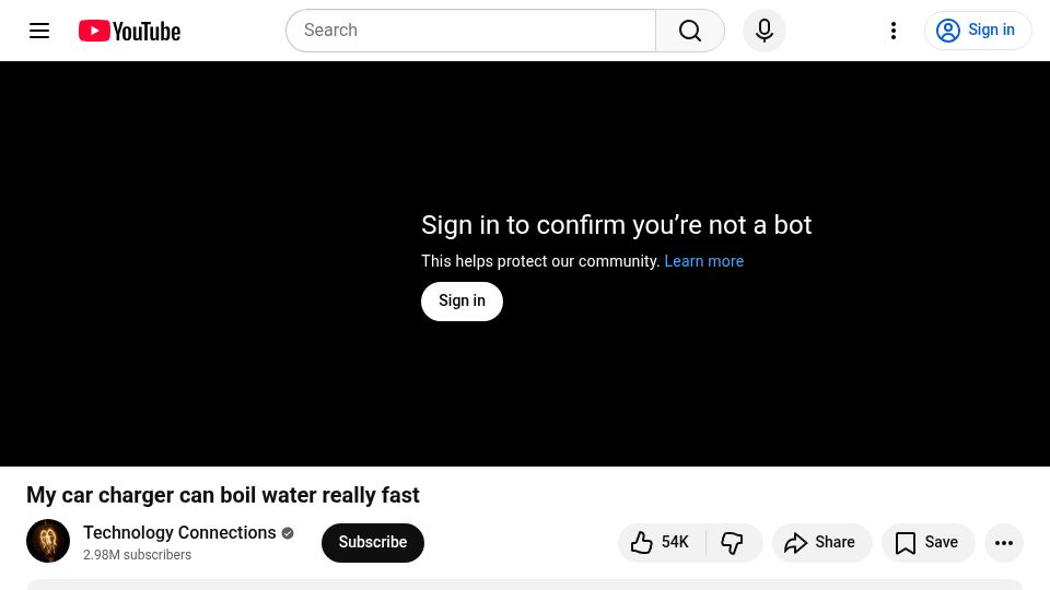 Screenshot of youtube.com: My car charger can boil water really fast [video]