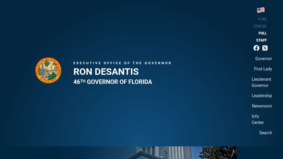 Screenshot of flgov.com: FL Governor Announces Proposal for Citizen Bill of Rights for AI