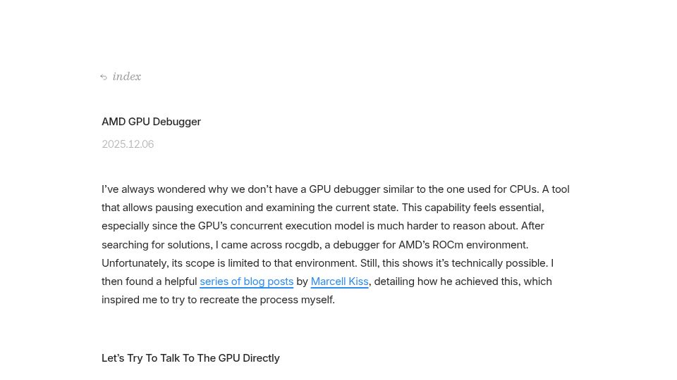 Screenshot of thegeeko.me: AMD GPU Debugger