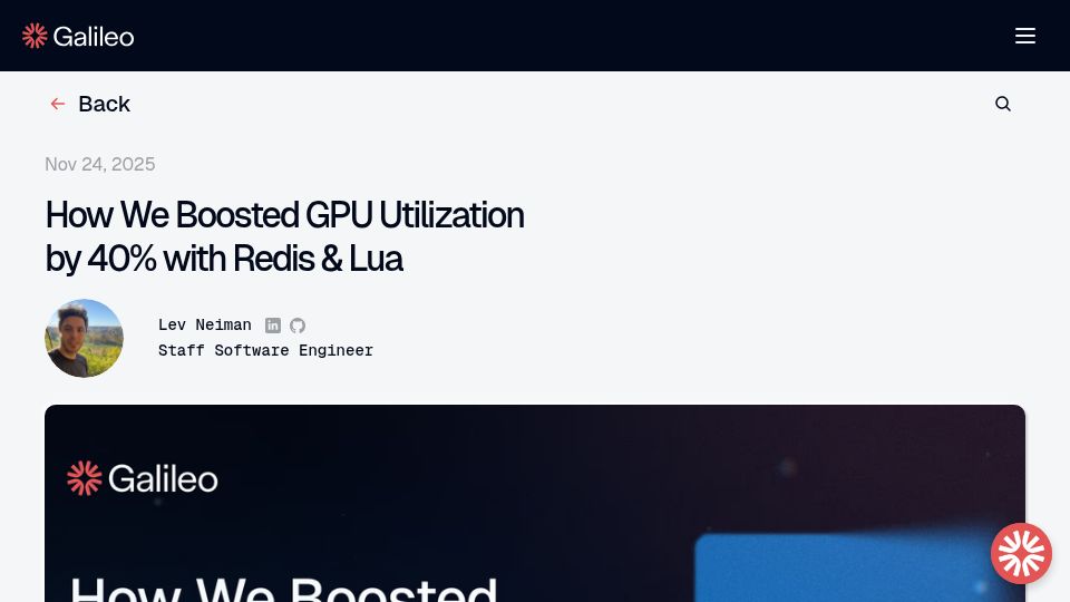 Screenshot of galileo.ai: Client-side GPU load balancing with Redis and Lua