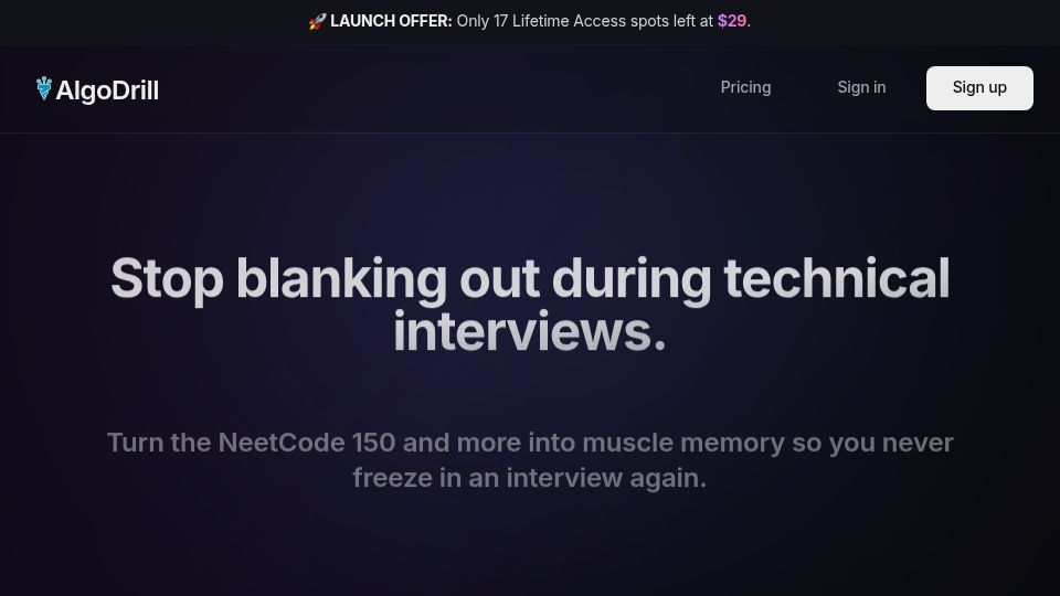 Screenshot of algodrill.io: Show HN: AlgoDrill – Interactive drills to stop forgetting LeetCode patterns