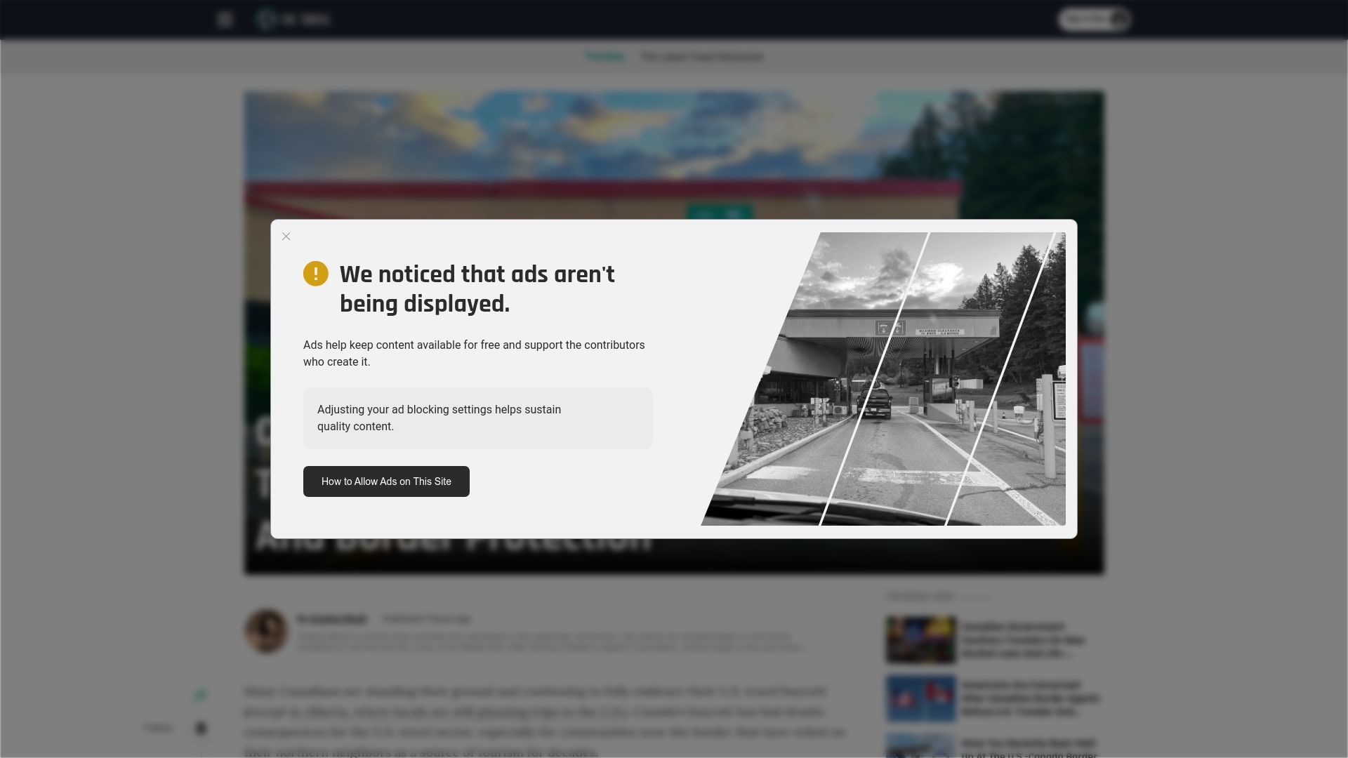 Screenshot of thetravel.com: Canada's US Travel Boycott Is Backfiring in the Most Unexpected Way at US Border