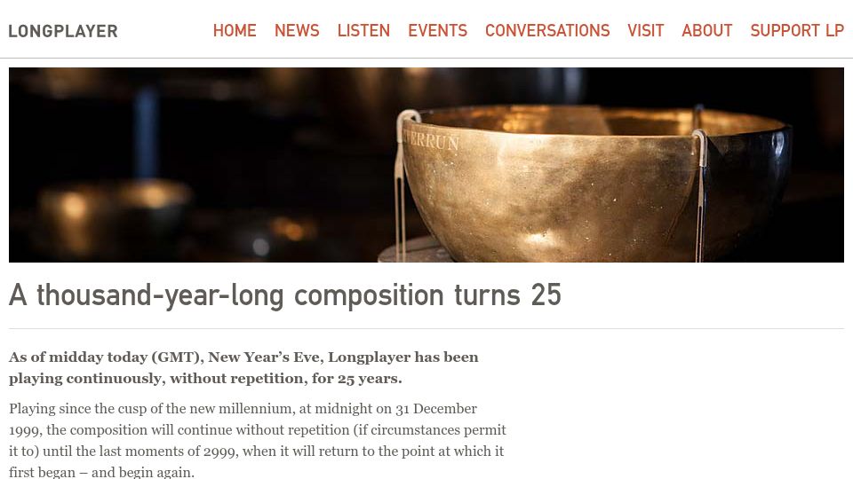 Screenshot of longplayer.org: A thousand-year-long composition turns 25 (2024)