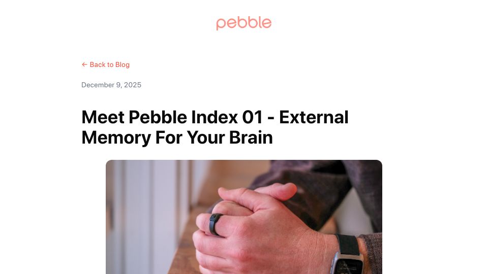 Screenshot of repebble.com: Pebble Index 01 – External memory for your brain