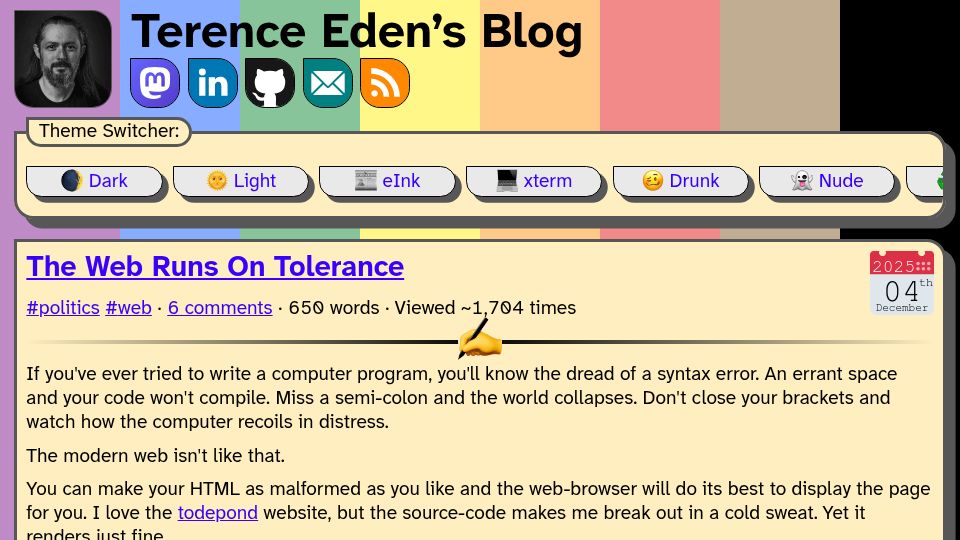 Screenshot of shkspr.mobi: The web runs on tolerance