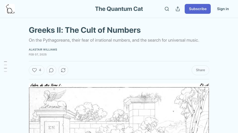 Screenshot of thequantumcat.space: Greeks II: The Cult of Numbers