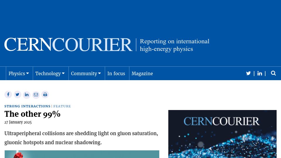 Screenshot of cerncourier.com: The other 99% – CERN Courier