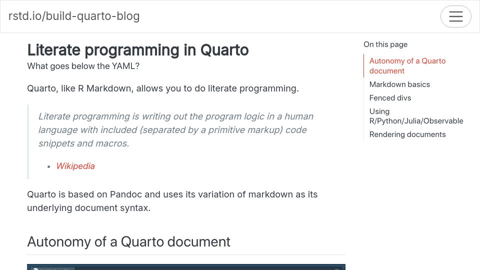 Screenshot of ivelasq.quarto.pub: Literate Programming in Quarto