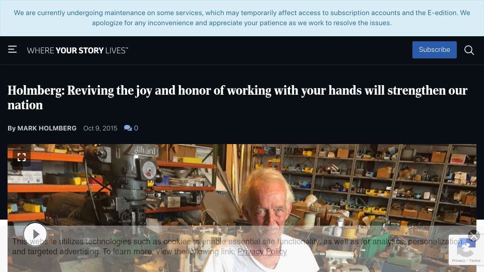 Screenshot of richmond.com: Reviving the joy and honor of working with your hands (2015)