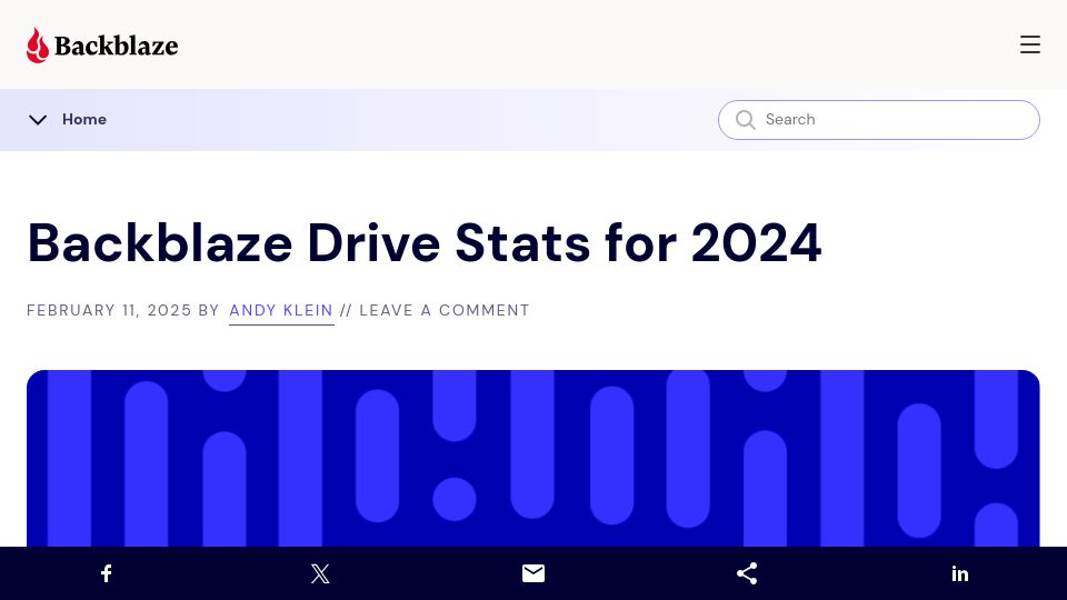 Screenshot of backblaze.com: Backblaze Drive Stats for 2024